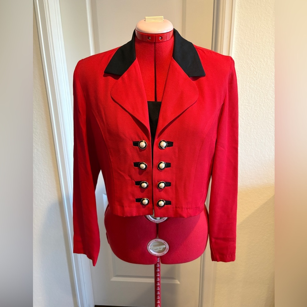 90’s Vintage Scarlett Red Blazer with Pearl Buttons